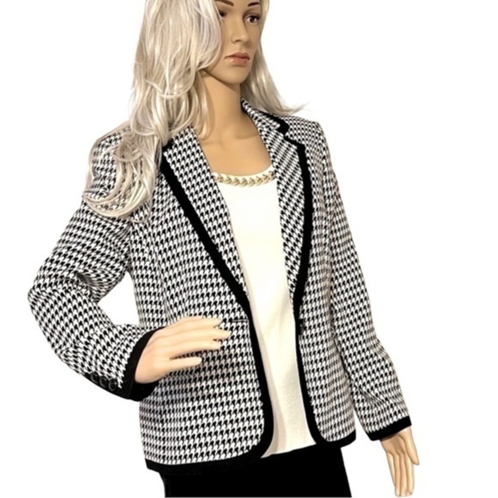 KASPER Patterned Black White Blazer 8P